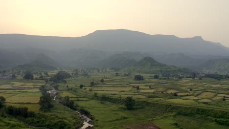 hermoso paisaje agrícola en la ciudad de karjat en mumbai india - toma aérea