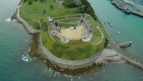 nothe fort in weymouth, england - aerial drone shot