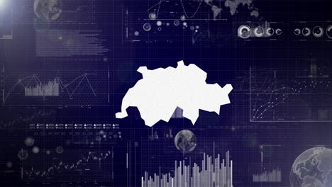 Unternehmenshintergrund-Des-Landes-Schweiz-Mit-Abstrakten-Elementen-Von-Datenanalysediagrammen.-Ich-Zeige-Ein-Technologisches-Video-Zur-Datenanalyse-Mit-Globus,-Wachstum,-Grafiken-Und-Statistischen-Daten-Des-Landes-Schweiz