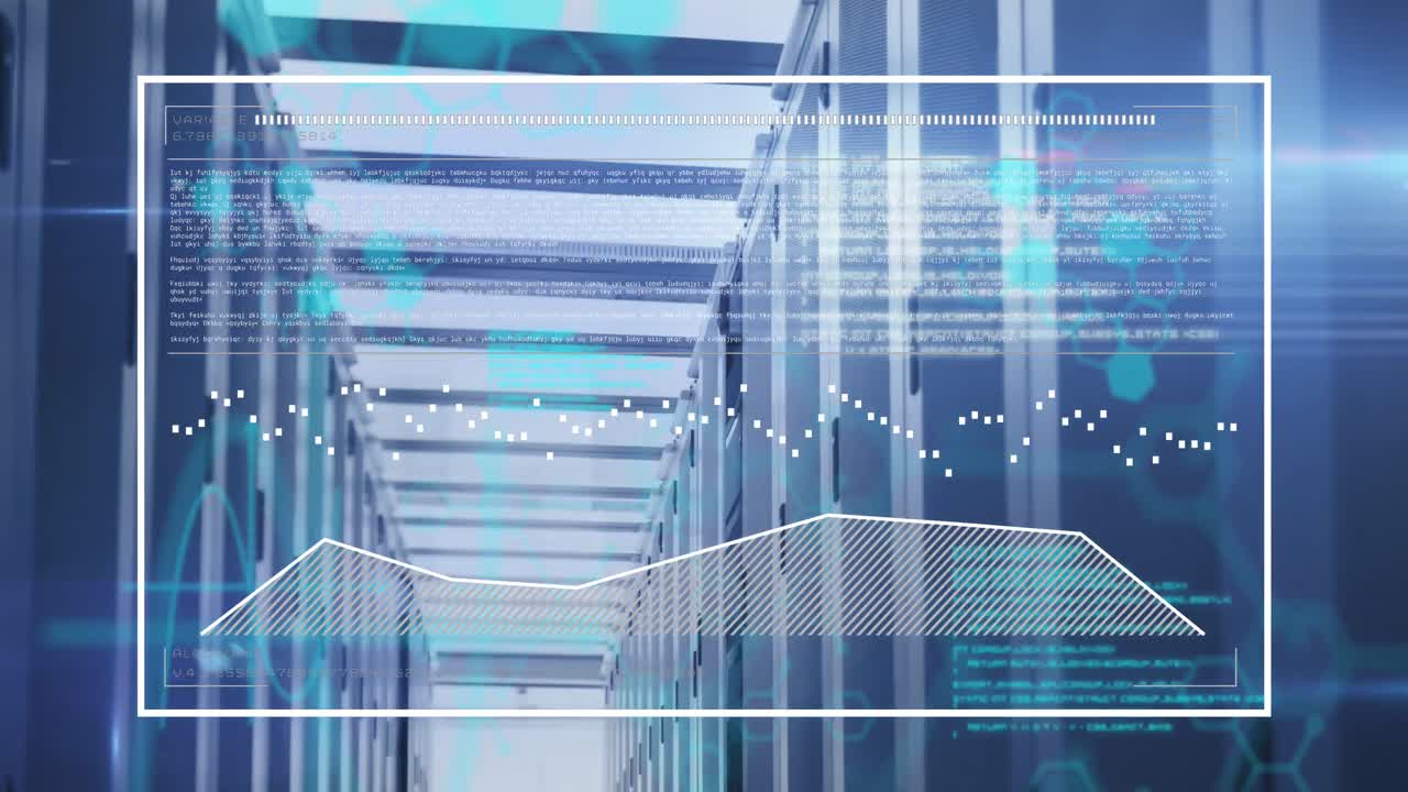 컴퓨터 서버를 통해 데이터 처리의 애니메이션