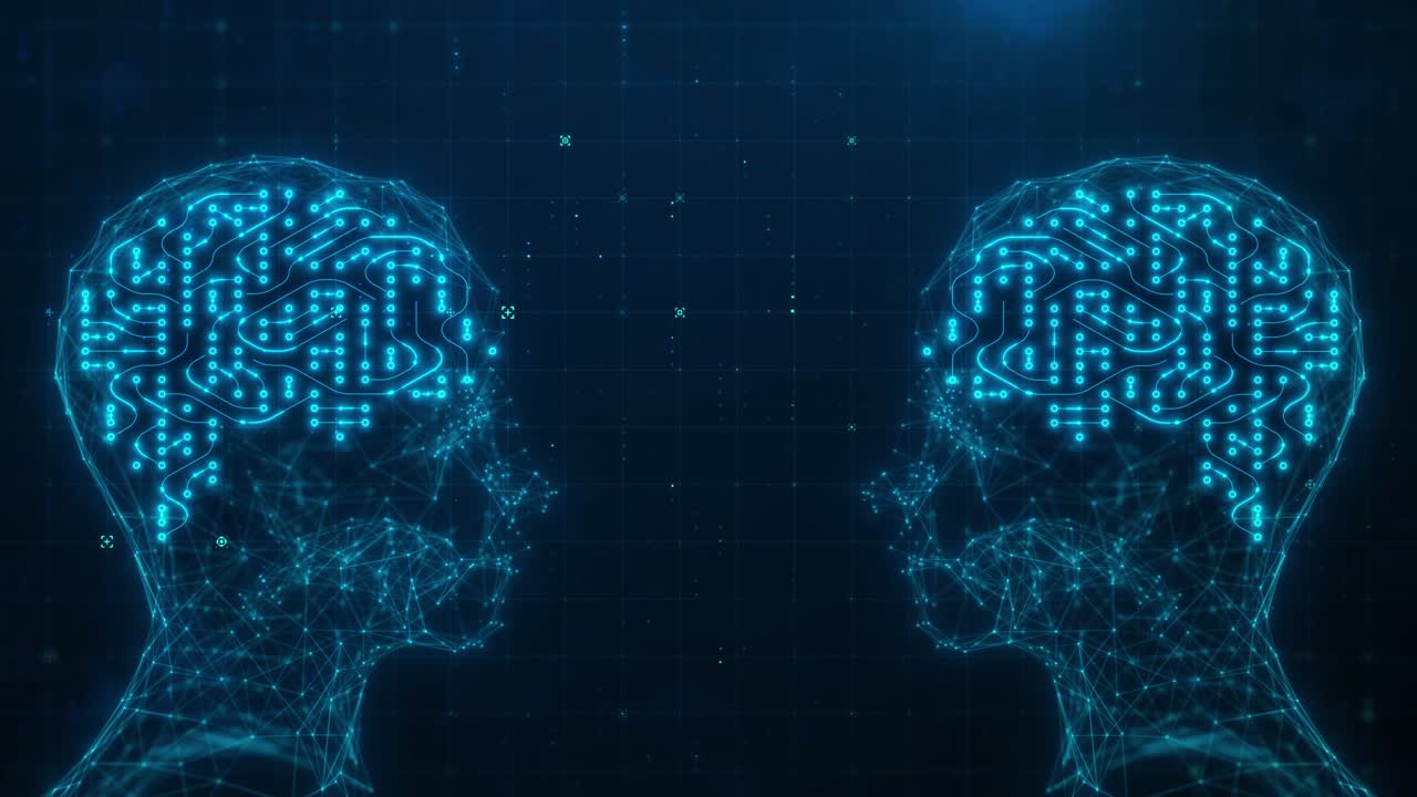 Artificial Intelligence and Machine Learning Concept. Abstract technology circuit board in head. Big data technology. Neural networks
