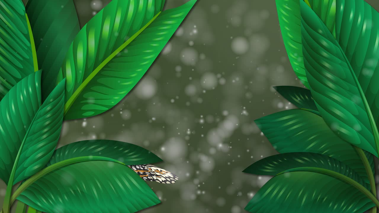 mariposas animadas se mueven a través de un fondo verde sereno