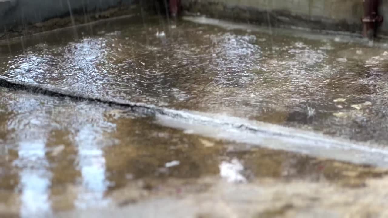 Puddles of water when it rains