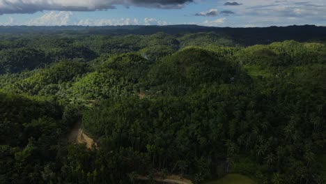 Dense-Lush-Tropical-Jungle-Green-Forest-at-Philippines-Aerial-Drone-Landscape-Wet-Season-Skyline-at-Daylight,-southeast-Asia