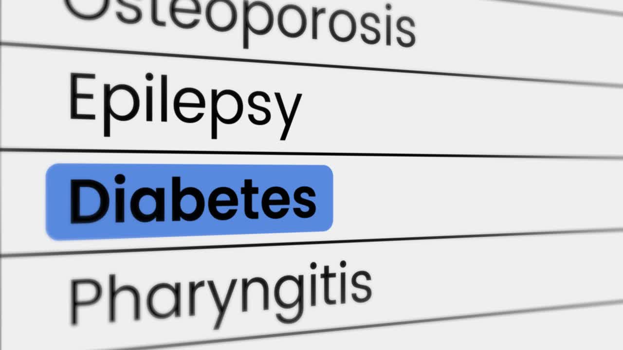 Elenco Scorrevole di Patologie Mediche con Diabete Evidenziato