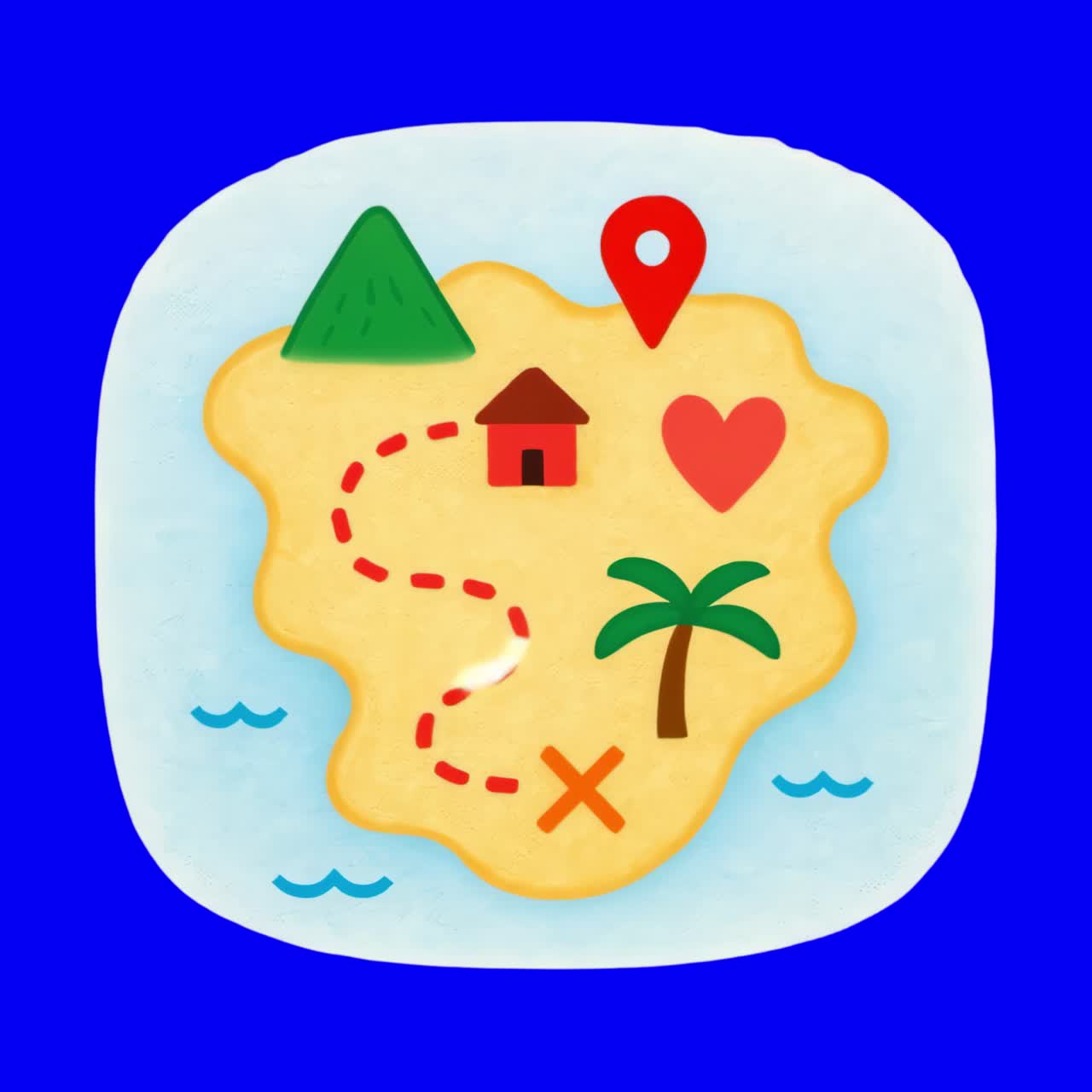 Colorful treasure map illustration animation, transparent 4K video, green screen