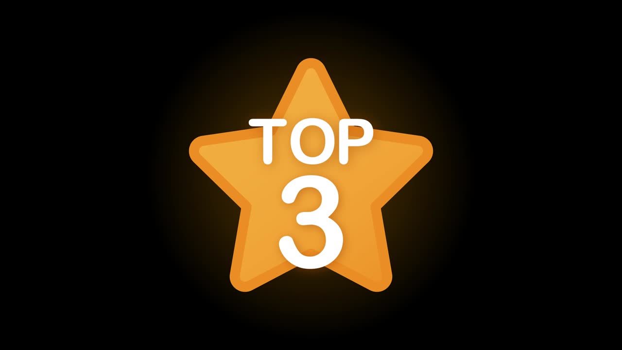 top 3 gold-label auf schwarzem hintergrund. bewegungsgrafiken.