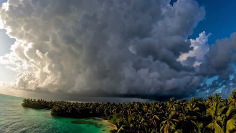 dramatic tropical storm over island paradise