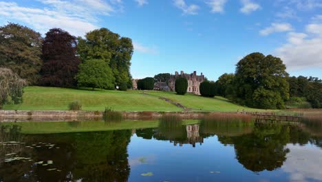 mansion with reflection on a lake