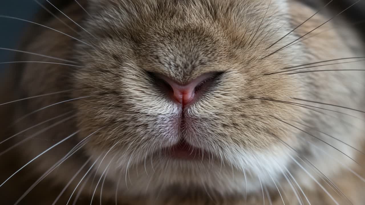 Adorable Close-Up of a Rabbit's Nose and Whiskers Capturing the Charm of Its Cute Features in Stunning Detail