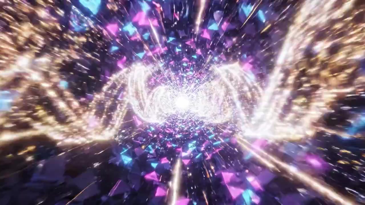 Un viaje asombroso a través de un vórtice caleidoscópico de luz: Una exploración visual de geometría abstracta y colores vibrantes que cautiva la imaginación