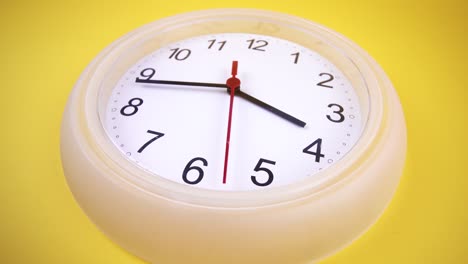 turn around wall clock on yellow background