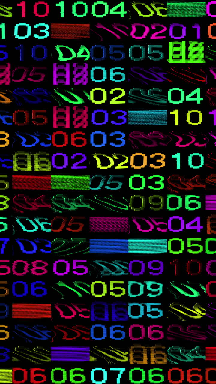 números de conteo, tiempo e información de código en vertical