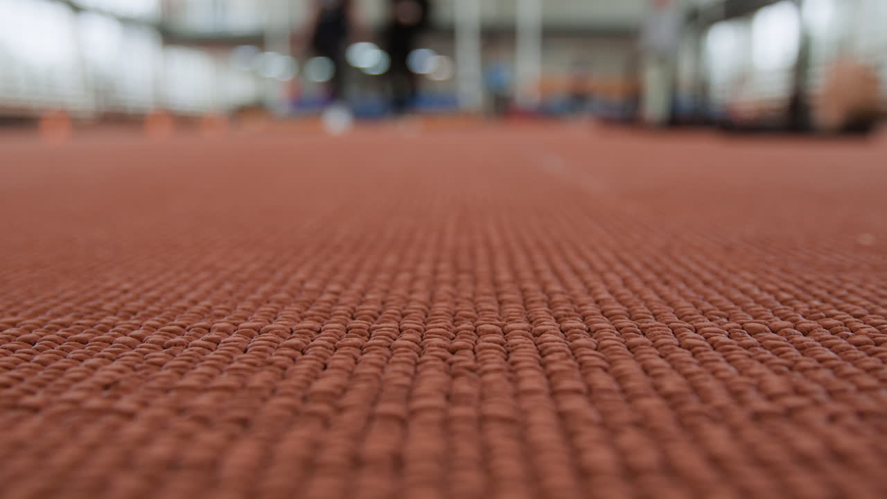 Close-up of an Indoor Running Track Surface