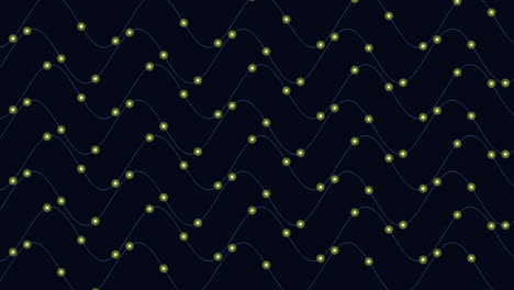 connection and elegance waves pattern with neon sparkles on black gradient