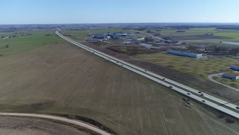 Aerial-panorama-of-e22-and-ess-research-institute-outside-Lund,-skåne-Sweden