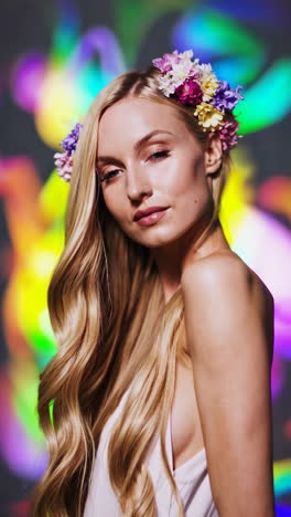dreamy portrait of a woman with a flower crown