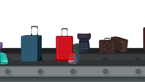 various bags moving on a conveyor belt