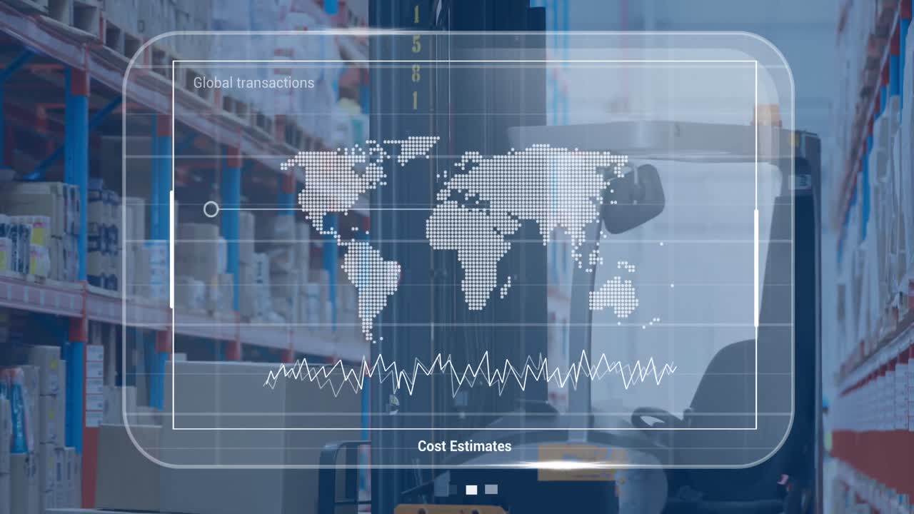 animación de los datos en la pantalla sobre el almacén