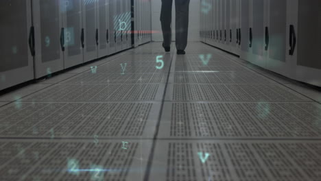 animación del procesamiento de datos con advertencia de ataques cibernéticos sobre técnicos y servidores informáticos