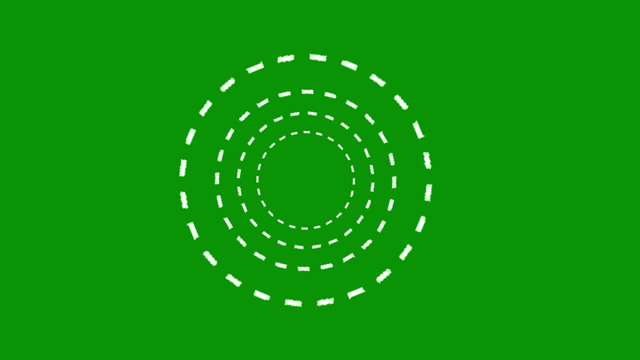 girando círculos punteados gráficos de movimiento con fondo de pantalla verde