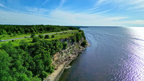 Türisalu-Cliff-In-Harju-County,-Estonia---Aerial-Drone-Shot