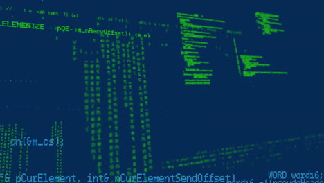 Animation of data processing on navy background