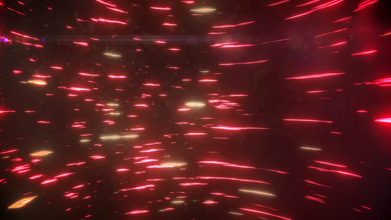 Animation of red and yellow light trails spinning against black background