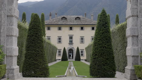 formal italian garden with villa