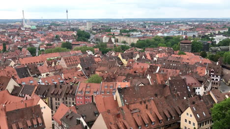 aerial view of the red roofs of old nuremberg germany