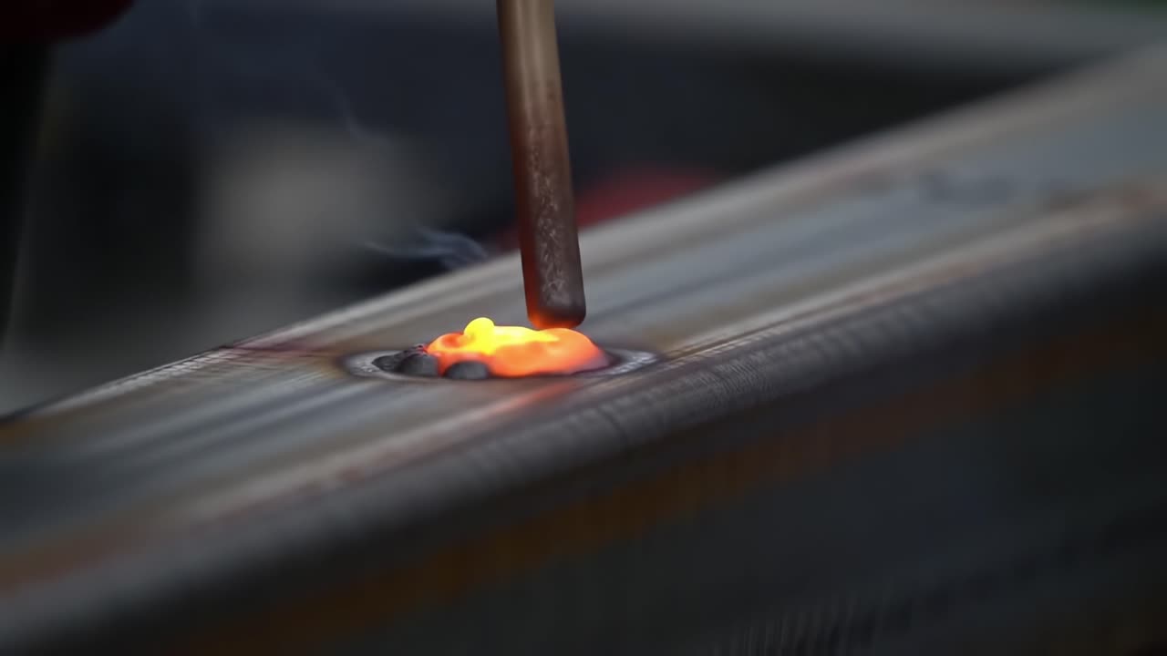 Intense Metal Fusion Process: Capturing the Art of Welding with Molten Metal Creating Strong Bonds Between Steel Surfaces in a Dynamic Industrial Setting