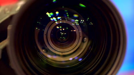 a macro view of a working camera lens.