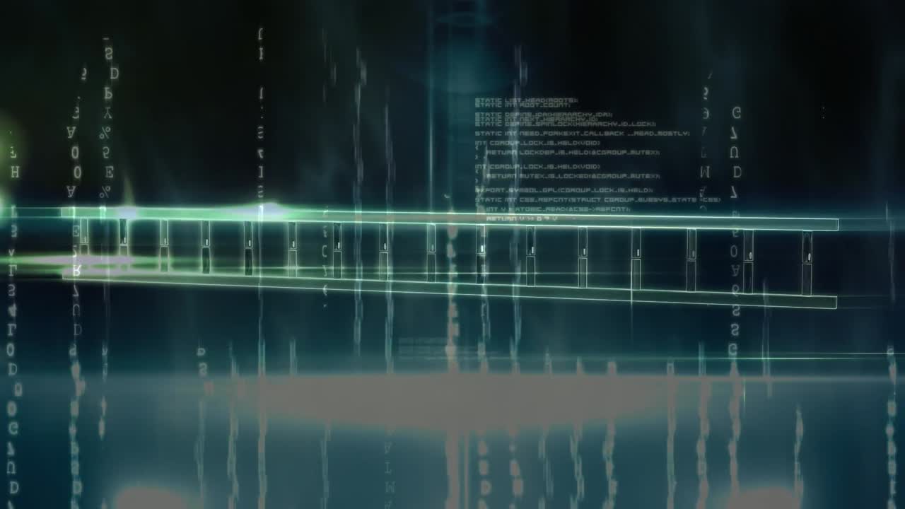 Animation of dna strand, data processing and binary coding on green background