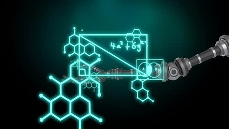 animación del procesamiento de datos científicos sobre el brazo del robot