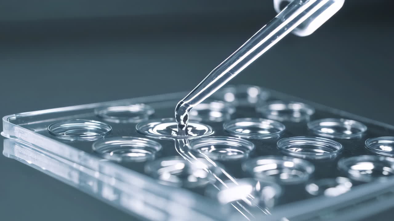 Liquid being dispensed into a microplate