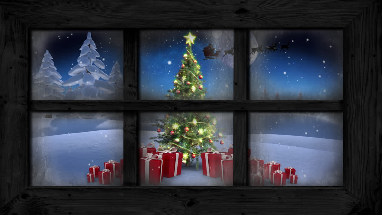 paisagem de inverno vista pela janela