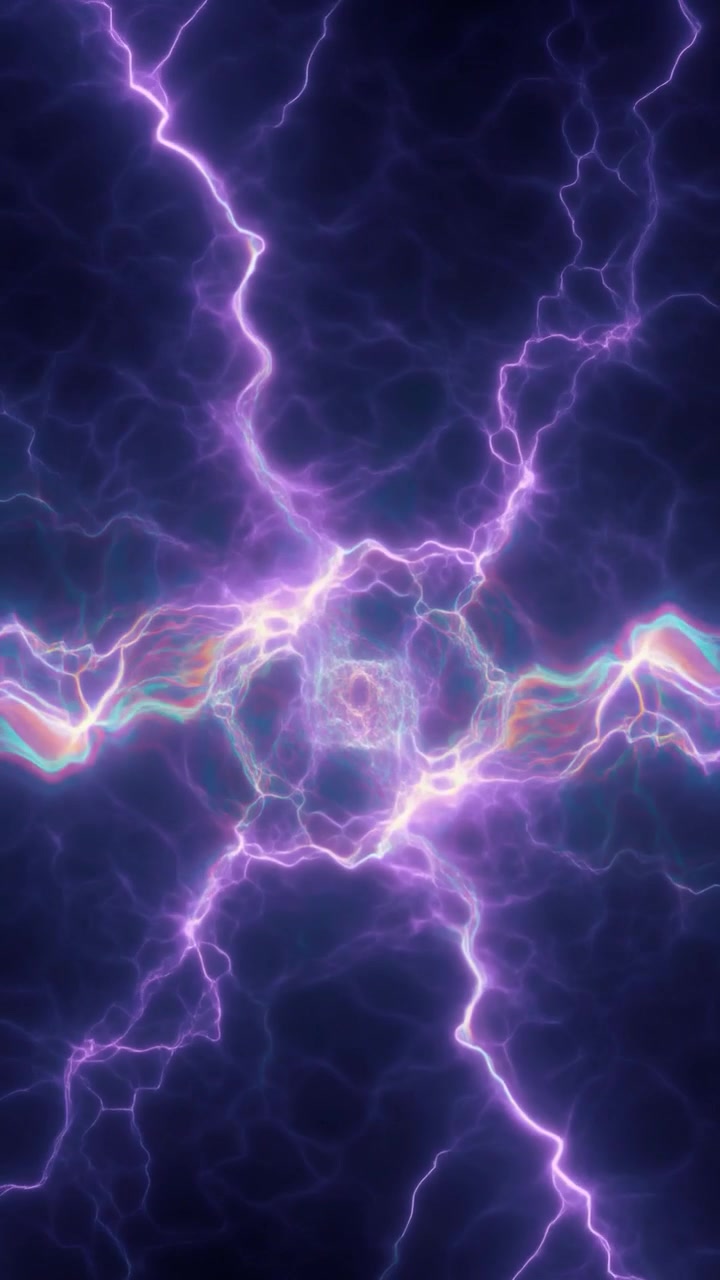 Abstract Purple Lightning Energy Discharge Background