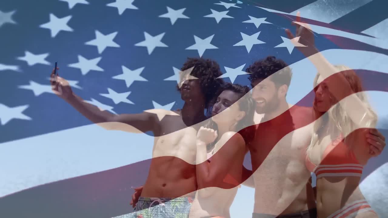 백인 친구들이 우리와 함께  ⁇ 발을 흔들며 셀카를 찍고 있습니다.