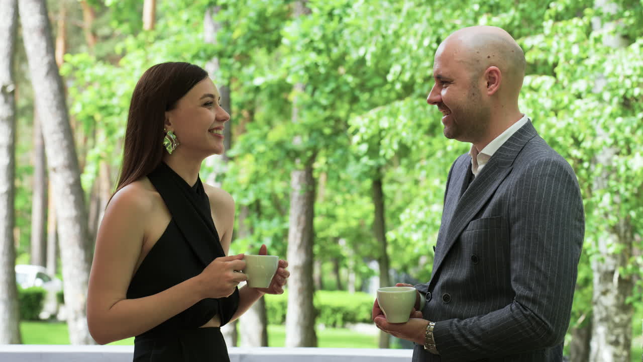 Friends at the outdoor terrace