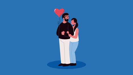 young lovers couple characters animation