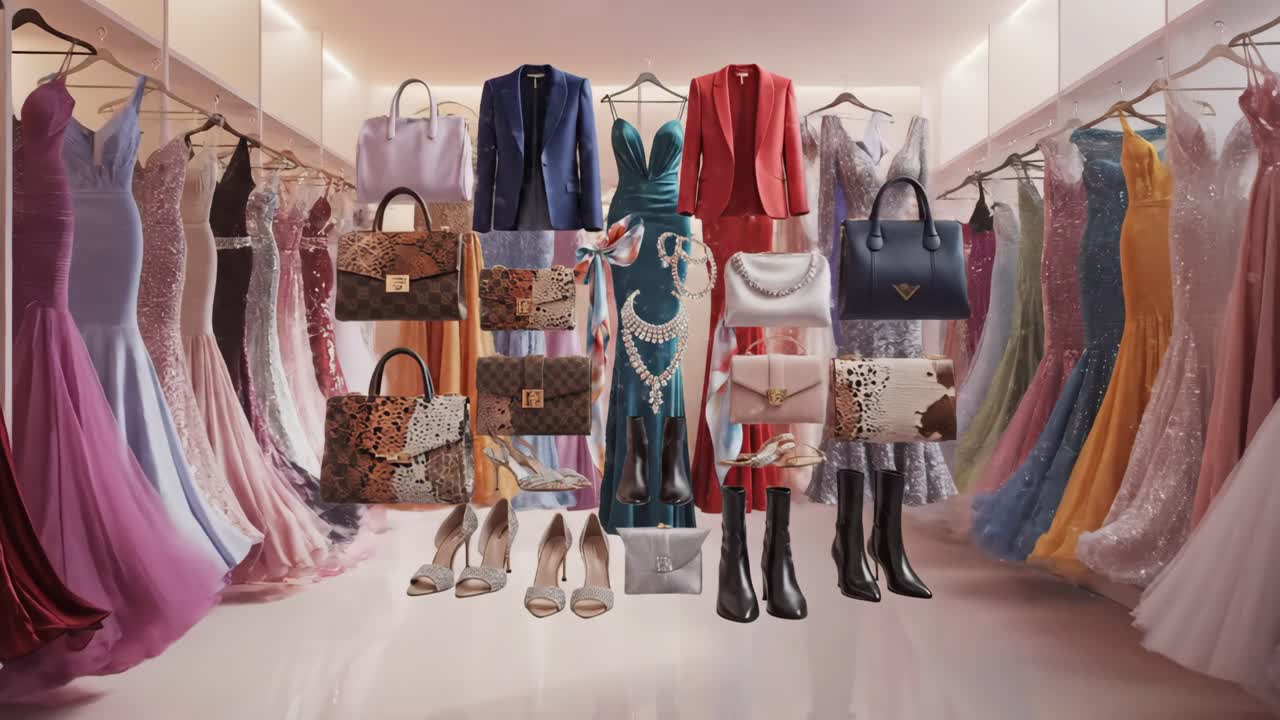 Elegant Dresses, Handbags, and Accessories Collection