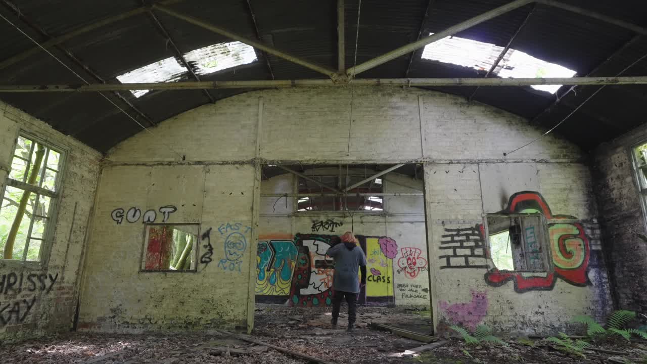 Exploring a Dilapidated Abandoned Building with Graffiti