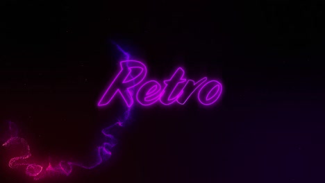 Animation-of-text,-retro,-in-pink-neon,-with-pink-and-red-light-trails-on-black-background