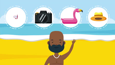 hombre afro en la playa tiempo de verano