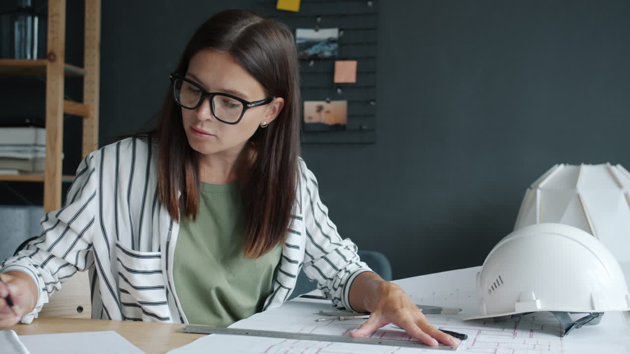 arquitecto trabajando en planos