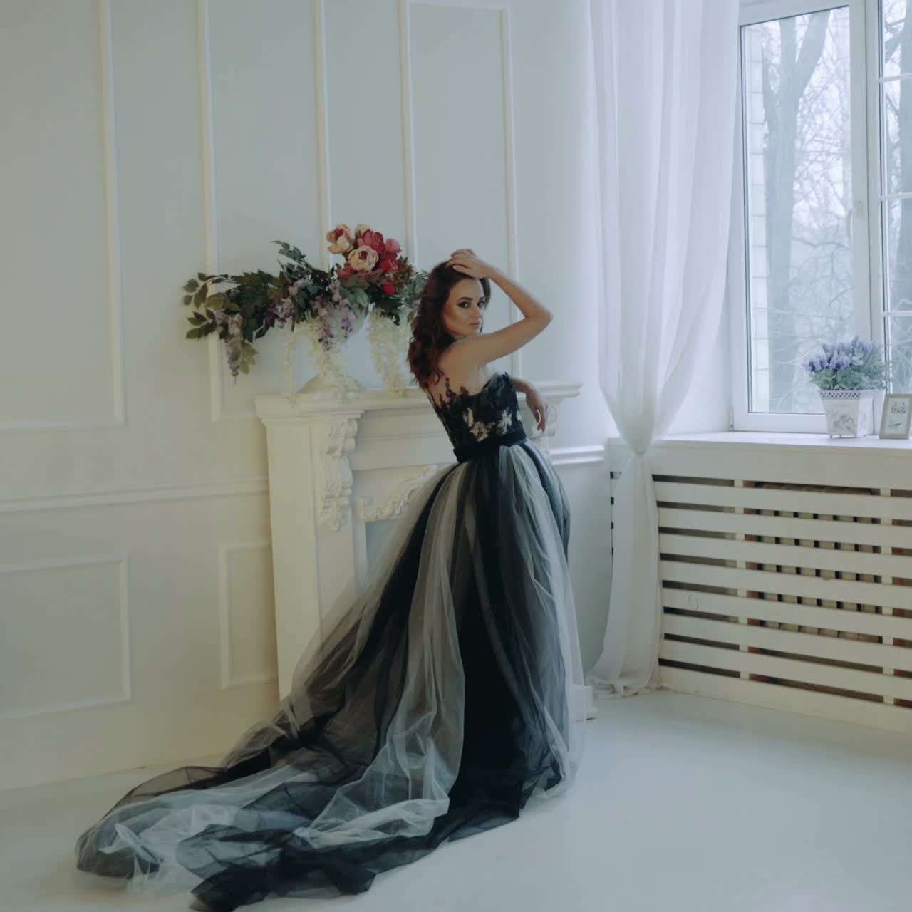 Girl dressed in evening dress