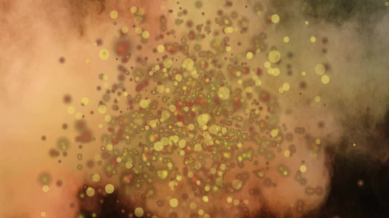 Animation of glowing light spots moving over yellow background