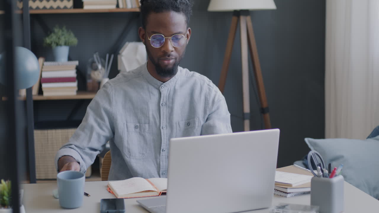 Man working from home on a laptop