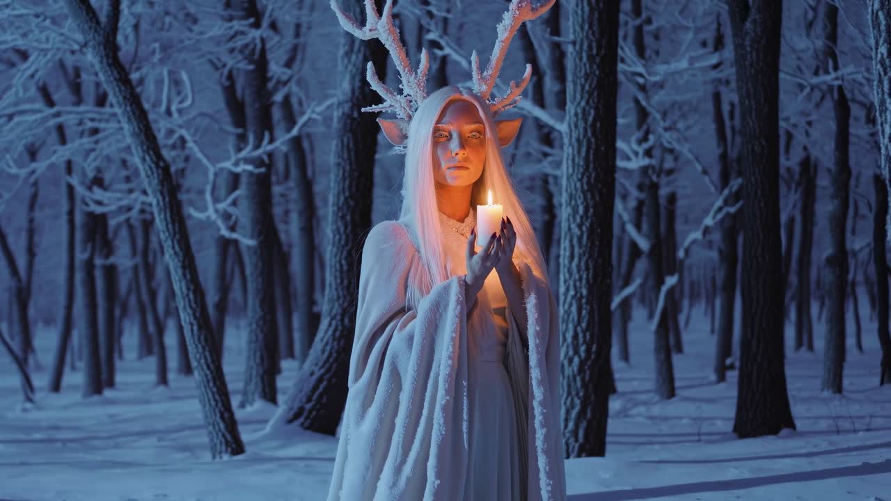 Winter Fairy in a Snowy Forest