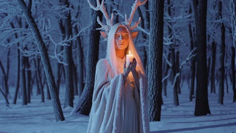 winter fairy in a snowy forest